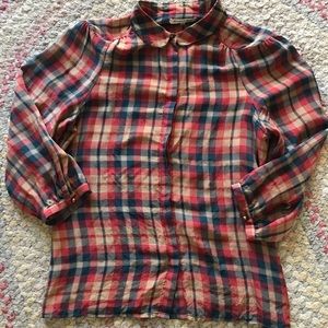 Madewell Broadway & Broome silk plaid blouse S